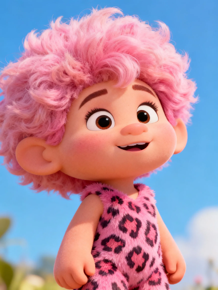 A cute girl @explorer with pink hair and a baby face